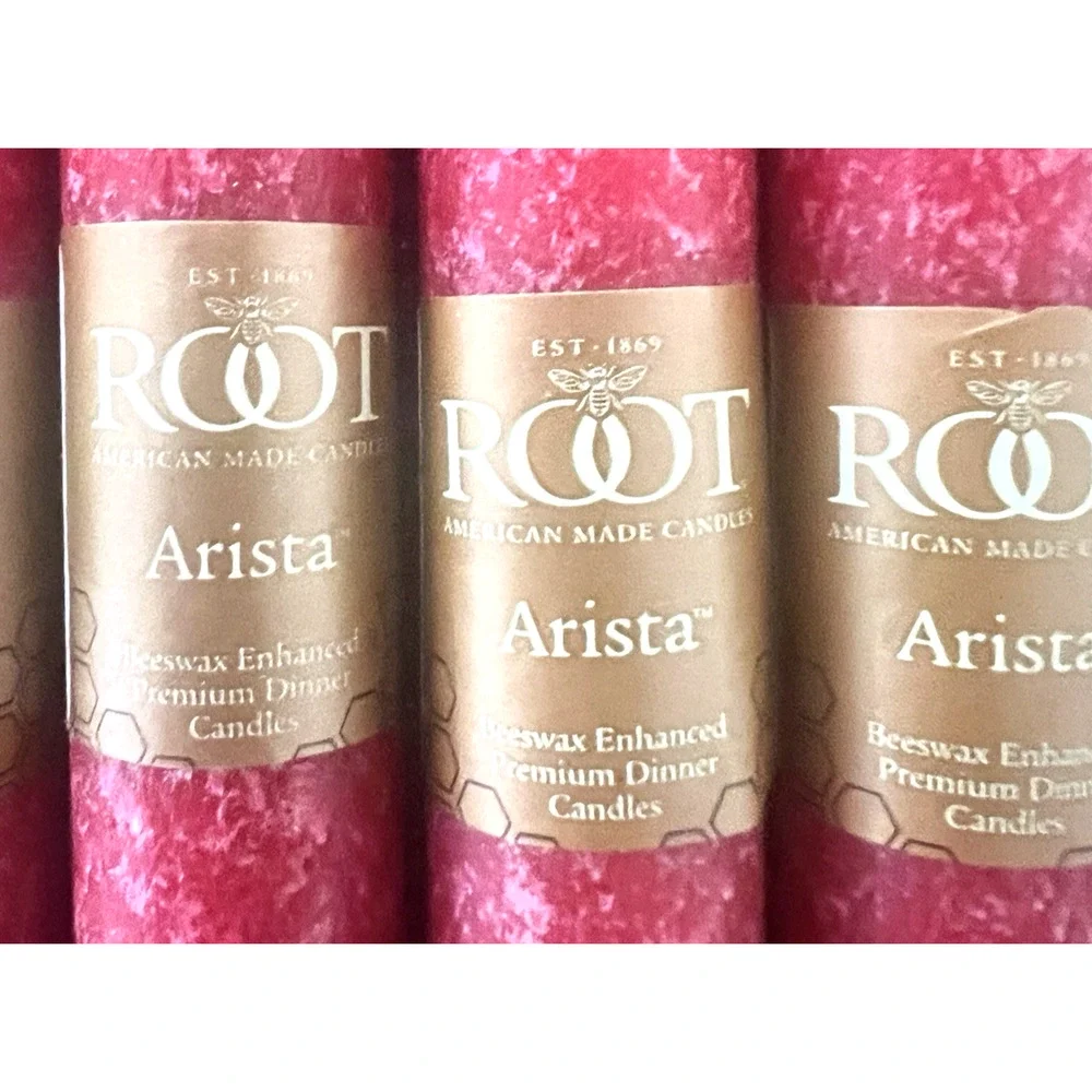 Root Beeswax Arista Taper Candles (12) RED 9” Tall Candles Unused VTG NIB NEW